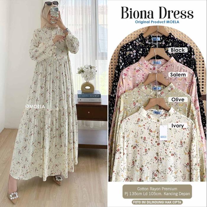 BONA MIDI DRESS MOELA BAJU LEBARAN 2024 DRESS WANITA