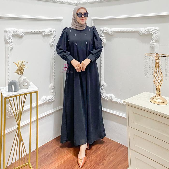 El storee Lesti Gamis CerutyBabydol Wanita Aksen Payet Kekinian Baju Lebaran 2024 BajuMuslim Busui