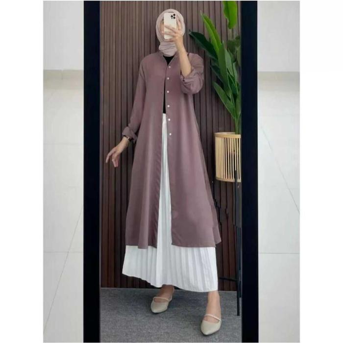 ADANTYA - Long Tunik Zalfa Crinkle / Baju Atasan Wanita Kekinian / Tunik Zalfa Crinkle Wanita Premiu