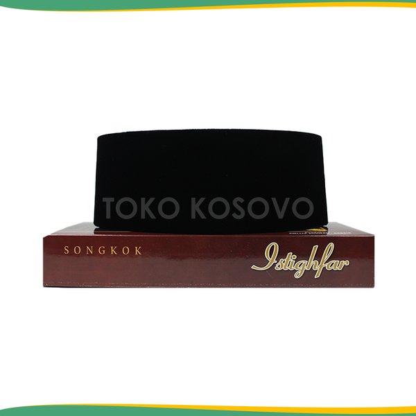 GROSIR 10 Pcs Peci Songkok Kopiah Hitam Polos ISTIGHFAR AC Tinggi 9.10