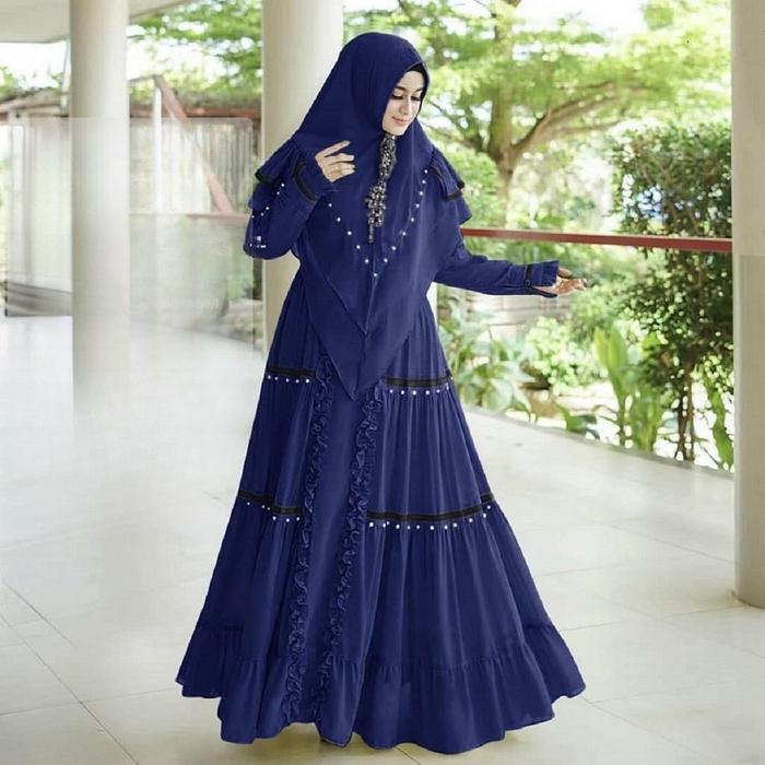 Vishnustore - Syakira /Gamis syari set hijab Terbaru 2025 Mewah/gamis lebaran 2025 viral/gamis motif