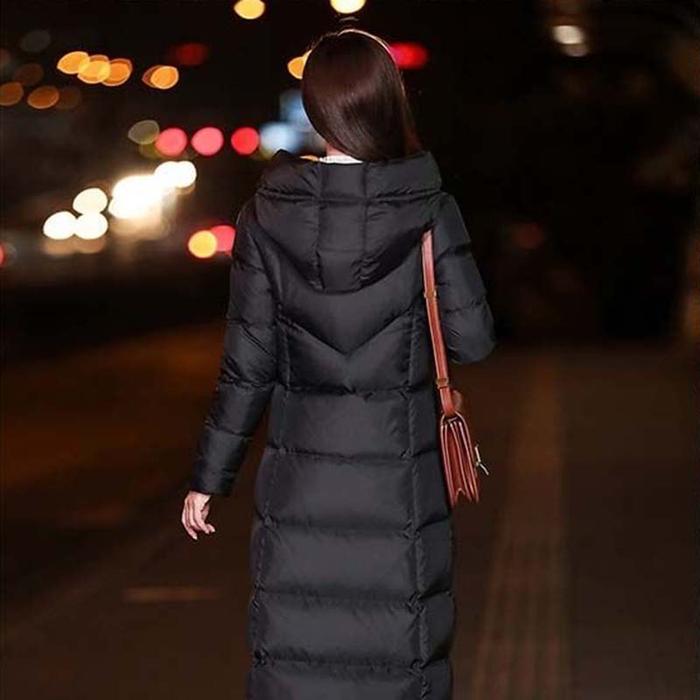 Premium Deal Long Down Cotton Coats Black Women Winter Puffer Elegant Coat Hooded Female Vintage Str
