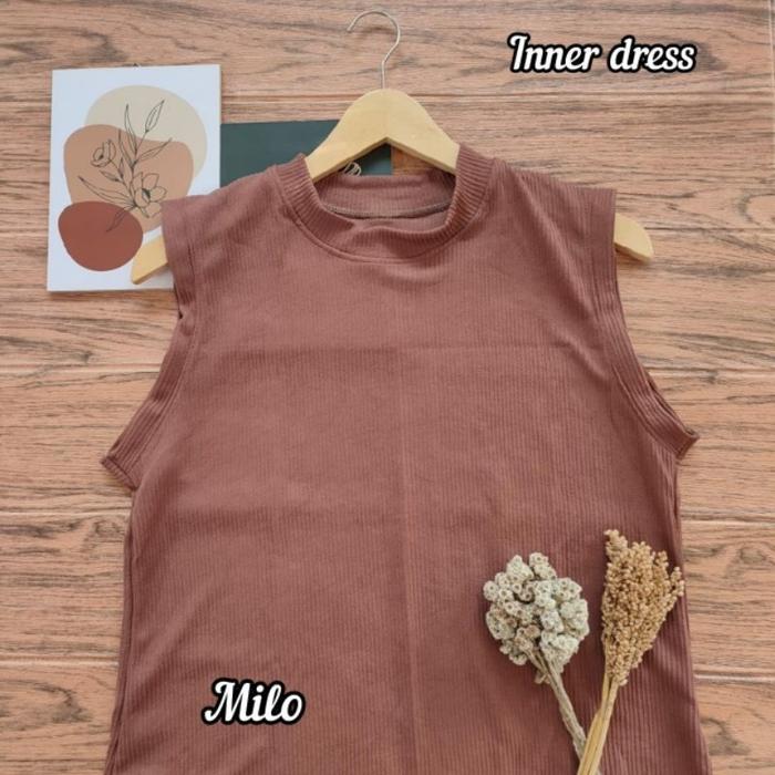 INNER DRES KNIT WANITA KEKINIAN TERBARU MAXY TANPA LENGAN INER KNIT RIB