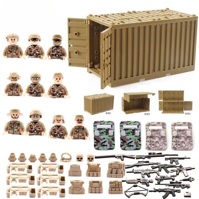 Military Swat Container City Moc Police Figures Weapon Brick Assembly Set Building Blocks Bricks Kid
