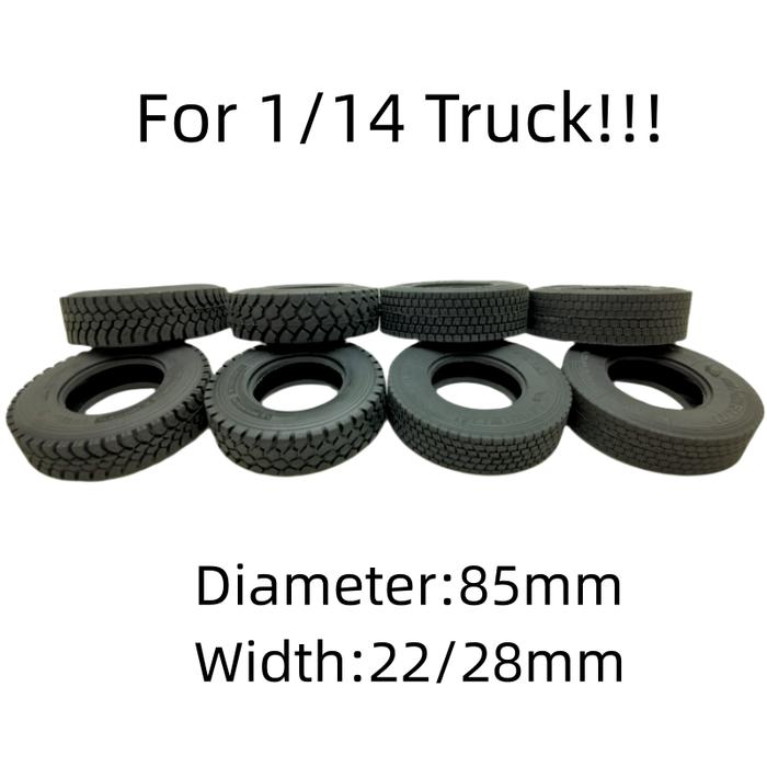 2Pcs Rubber Road Tyres Gravel Wheels For 1:14 Tamiya Dump Rc Truck Tractor 770S 56368 Cars Diy Upgra