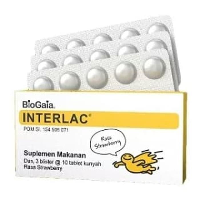 Interlac tablet kunyah (30) Rasa Strawberry - Interlac 30 Pcs