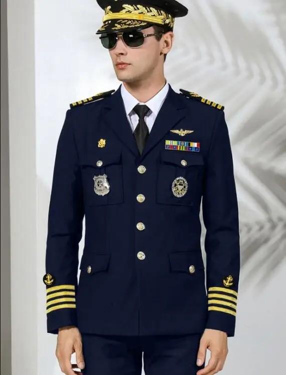Blue US Navy Uniform Officer Suit Sping Military Crew Yacht Captain