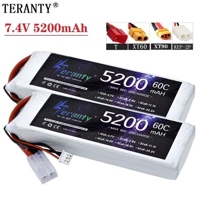 2S 7.4V Lipo Battery 5200Mah 60C With Deans Xt60 Tamiya/Ket-2P For Rc Airplane Helicopter Drone Quad