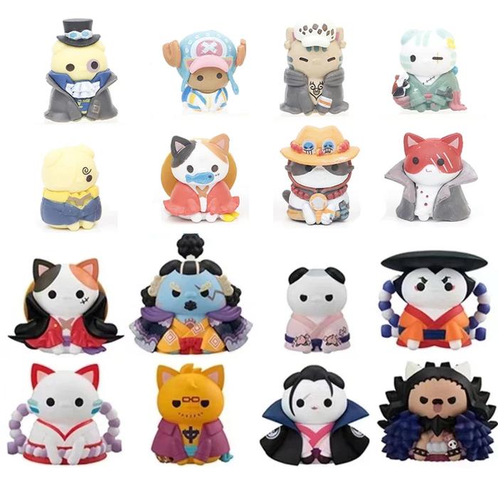8Pcs/Set One Piece Cos Cat Action Figure Toy Wanno Country Kaidou Jinbe Cake Decoration Kozuki Oden 