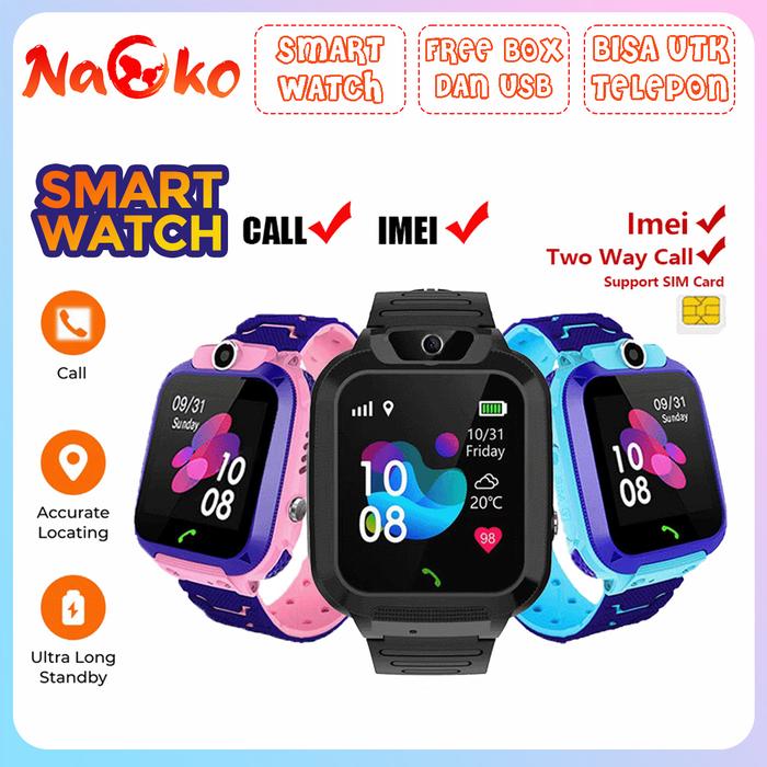 Jam Tangan anak anak bisa di isi kartu sim camera senter sos gps Q12 Free Box dan USB *