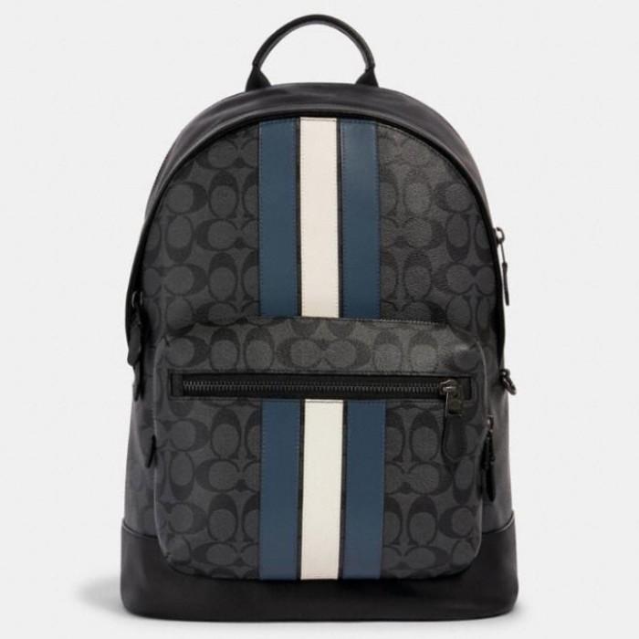 Tas Ransel Coach 3001 Mens Bag Backpack Charcoal Varsity Blue Original (Best Quality)