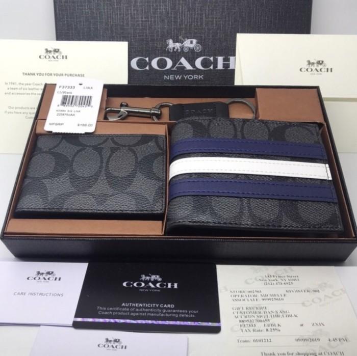 3-In-1 Wallet In Signature Canvas With Varsity Stripe F26072 (Best Quality)