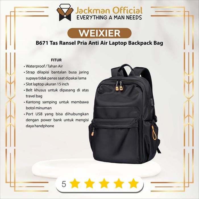 Instan Kurir Jackman B671 Tas Ransel Pria Anti Air Laptop Backpack Bag Low Price