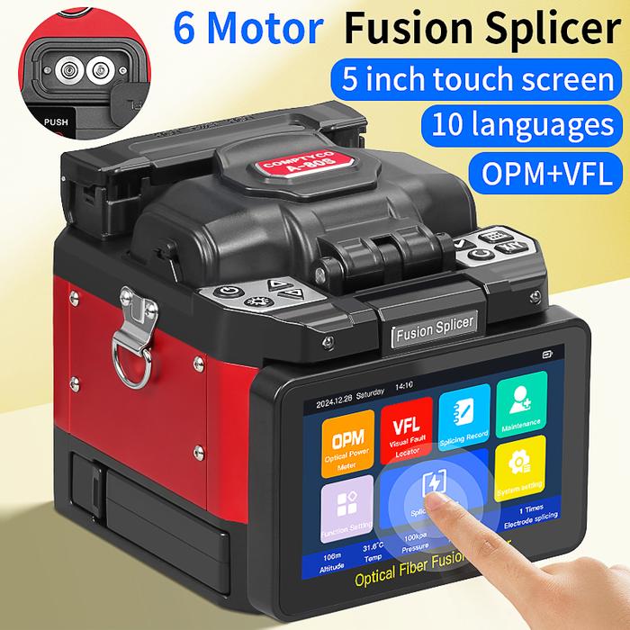 Comptyco Automatic A-80S Fiber Fusion Splicer Machine 6 Motors 10 Languages With Touch Screen Opm Vf