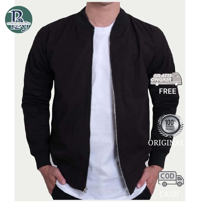 Jaket Bomber Jacket Bombie Ottoman Varsity Black Pria Premium (Best Quality)