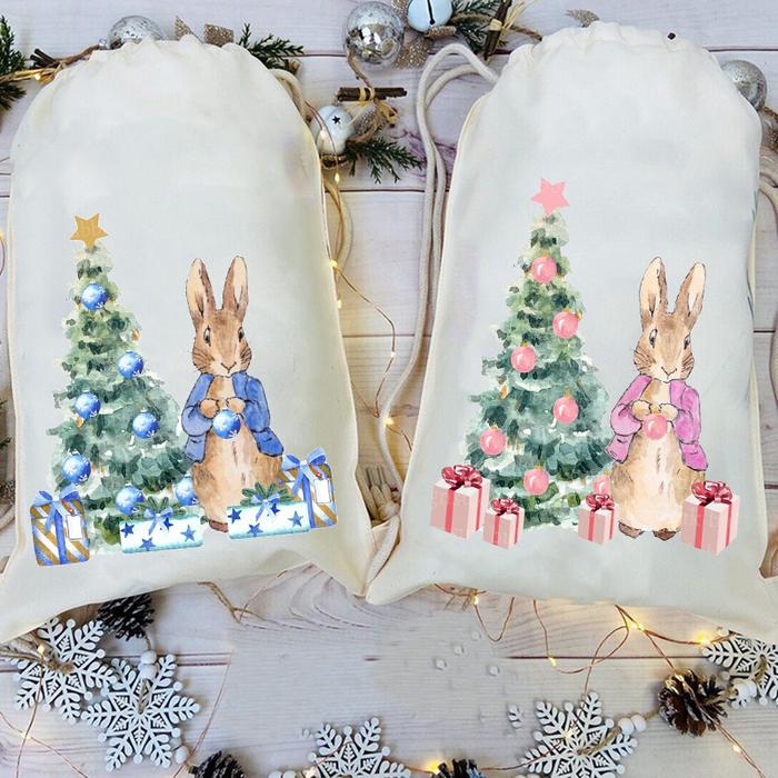 Peter Rabbit Christmas Tree santa sack kid girl boy Xmas Eve Stocking baby first 1st Christmas New Y