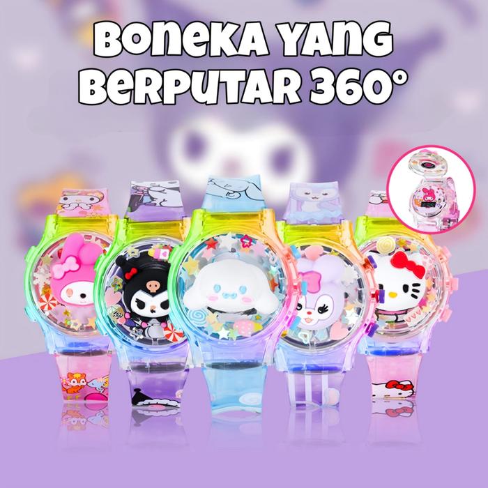 LL- Jam Tangan Anak Rubber Boneka Putar Karakter dengan Musik & Lampu *