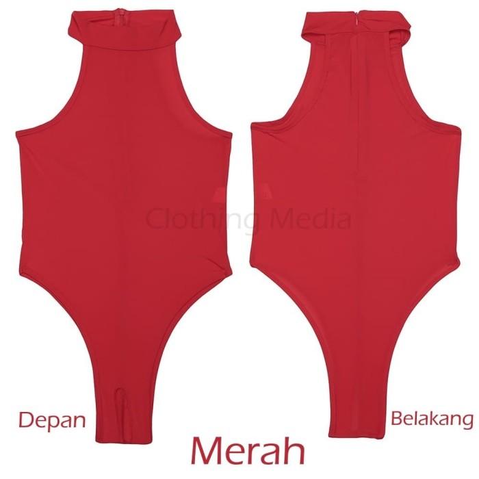 Spesial Produk Pilihan Baju Leotard Silky Turtleneck Open Crotch Tanktop Kerah Bodysuit Thong Pasti 