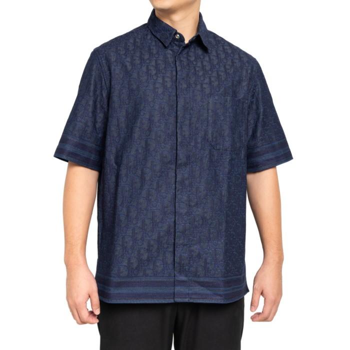CHRISTIAN DIOR Oblique shirt deep blue cotton denim