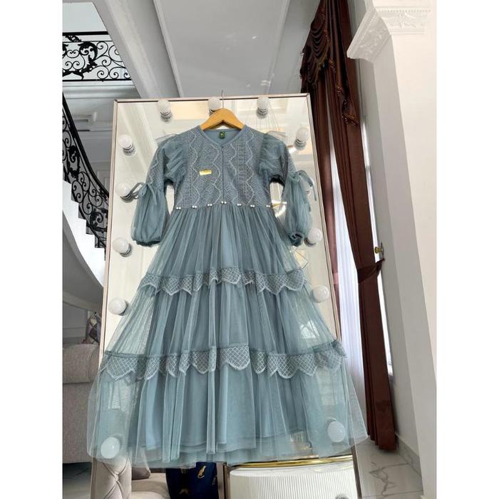 Killia - Gamis Hasya mutiara dress Pesta Anak Perempuan Dress Bahan Brukat mix Tille/COD/gamis anak/