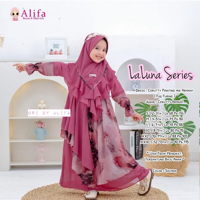 Killia - Gamis Anak Free Hijab Usia 2 - 12 Tahun | Laluna Gamis Kids by Alifa