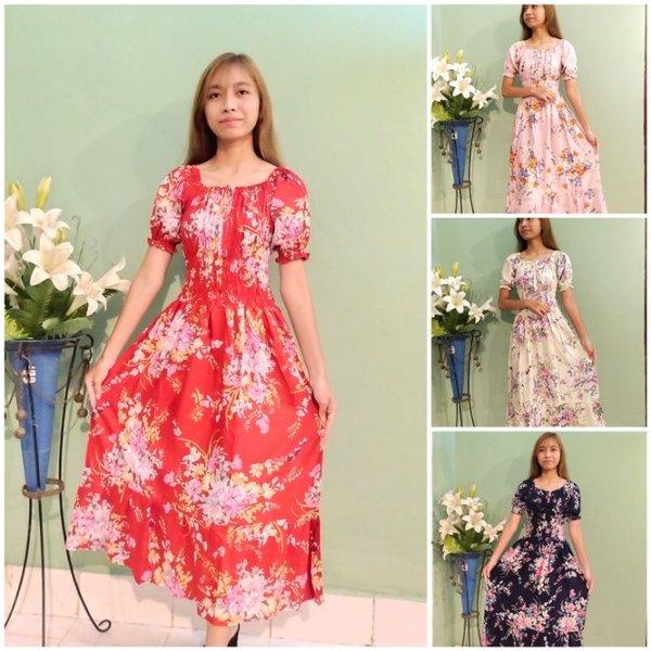 Dress Panjang Model Daster Casandra Kekikinian Motif Bunga