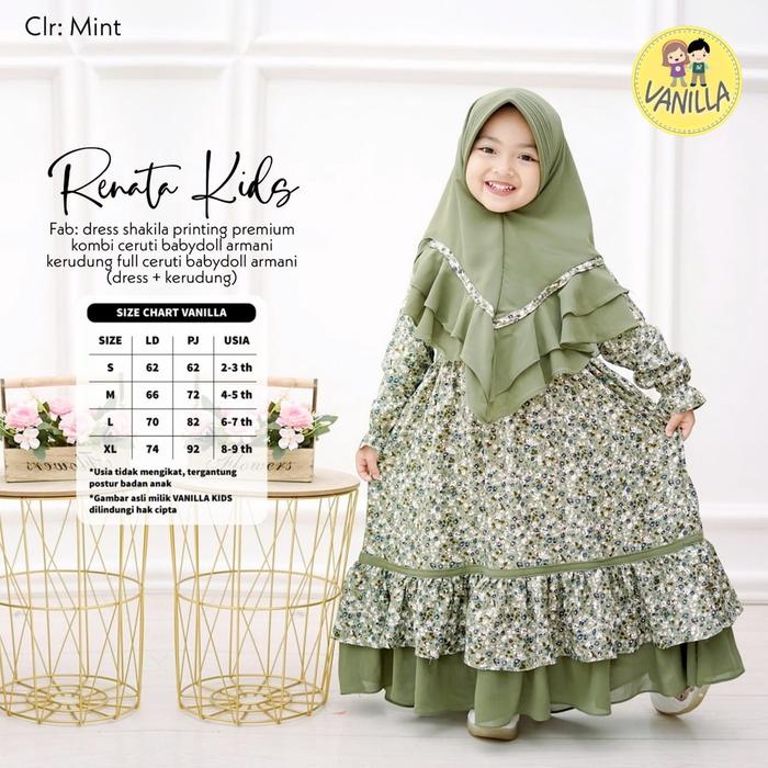 Killia - (RESTOK) RENATA KIDS BAJU ANAK GAMIS SET ORIGINAL VANILLA KIDS | Baju lebaran anak perempua