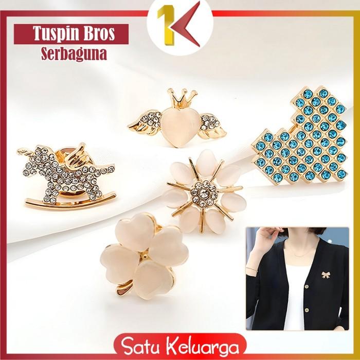 SK-C1037 Bros Pin Aksesoris Hijab Aksen Mutiara Motif Elegan / Pin