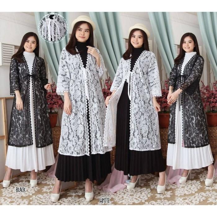 [BEST SELLER] outer brukat hitam putih premium / vest brukat long/