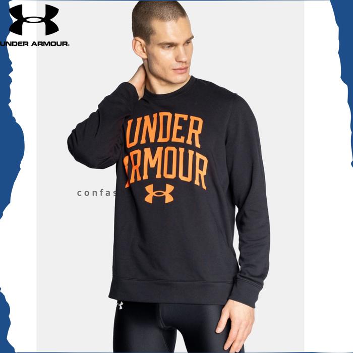 Jaket Under Armour Men's UA Rival Terry Crew Black Orange Original Sweater