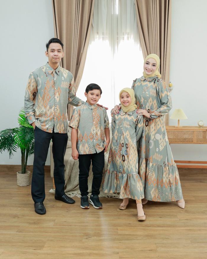 VanesShop Gamis Couple Suami Istri Serambit Keluarga Baju Muslim Pasangan Lebaran Kondangan Silkys