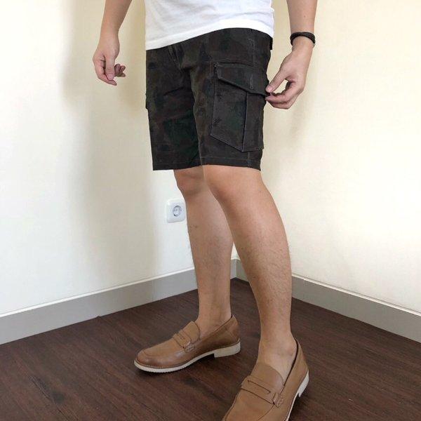 Celana Pendek Kargo Pria Motif Abstrak Paint Short Cargo Pants