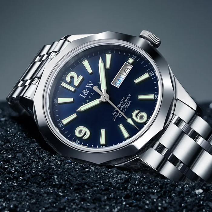 Jam Tangan Pria I&W Luxury Tungsten Watches for Men SEIKO NH36A Automatic Watch Sapphire Calendar Lu