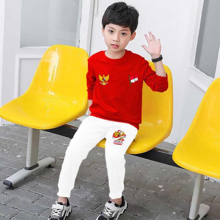 asgard777 setelan anak garuda bendera tengah lengan panjang merdeka 17 Agustus Merah Putih