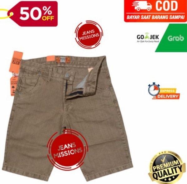 Celana Pendek Pria Original Jeans Katun Cokelat Short DENIM Merk X HUGO BLESS Original