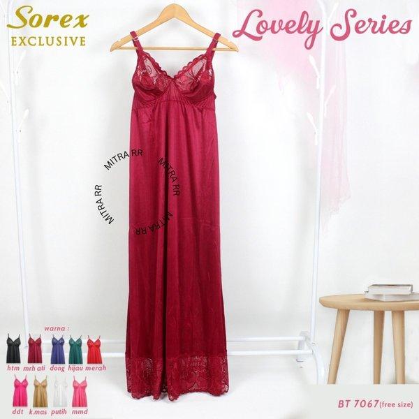 Sorex Lingerie Long Dress Satin Exclusive | Premium Lingerie Maxi Night Gown Satin Lace 7067 Baju Ti