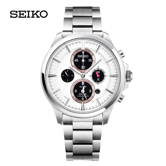 Jam Tangan Pria seiko Original men's watch solar series 100m waterproof fashion business watch Stain