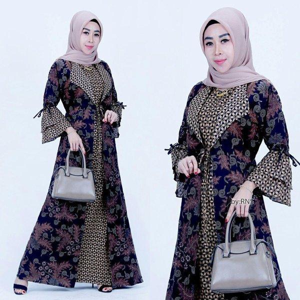 GAMIS WANITA JUMBO BAJU DRESS BATIK MUSLIMAH MODERN GAUN BUSANA MUSLIM PEREMPUAN HIJAB LONG CARDIGAN