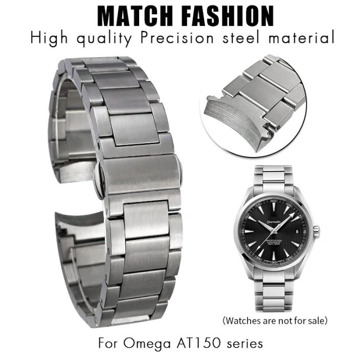Aksesoris Jam Tangan Curved End Metal Watchband for Omega Watch Seamaster Strap AT150 Aqua Terra 150