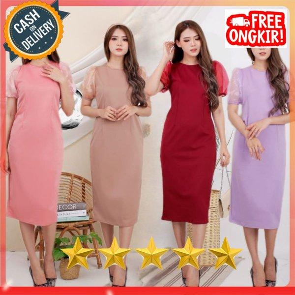 MIDI DRESS WANITA DRES SELUTUT gia - hl dres pesta Gaun pesta terbaru Dress Polosan