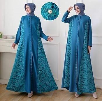 Maxi Dress Wanita Baju Gamis Simple Busui Brokat Kondangan Kekinian