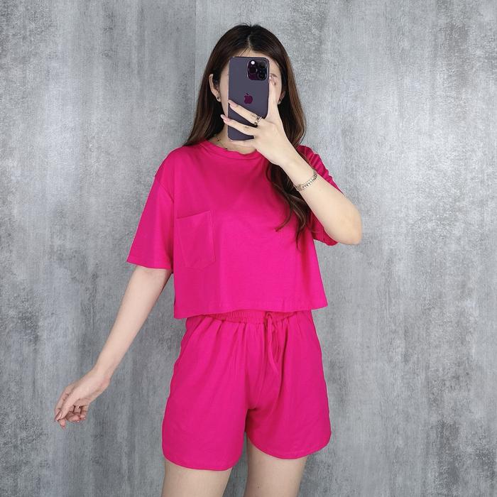 One set crop pocket | Setelan crop top