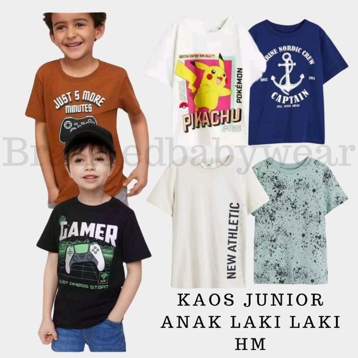 T-SHIRT HM Kaos Anak Laki-Laki Lengan Pendek Junior Size 6 8 10 12 14Tahun BBW230