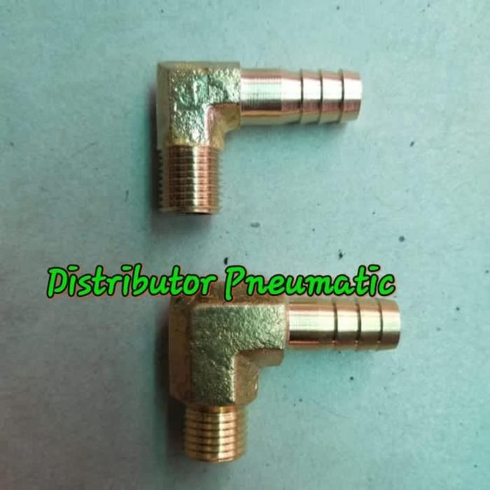 Elbow nepel selang 3/8 x 1/8 drat luar elbow hose kuningan