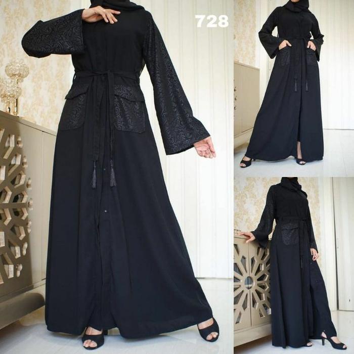 Terbaru Gamis Abaya Hitam Abaya Arab Saudi Abaya Dubai India Turkey Outer Bahan Jetblack Kombinasi E