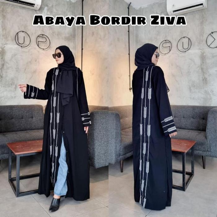 Terbaru Abaya Gamis Hitam Maxy Dress dewasa Bordir Fashion Muslim Wanita Dubai Turkey Ziva