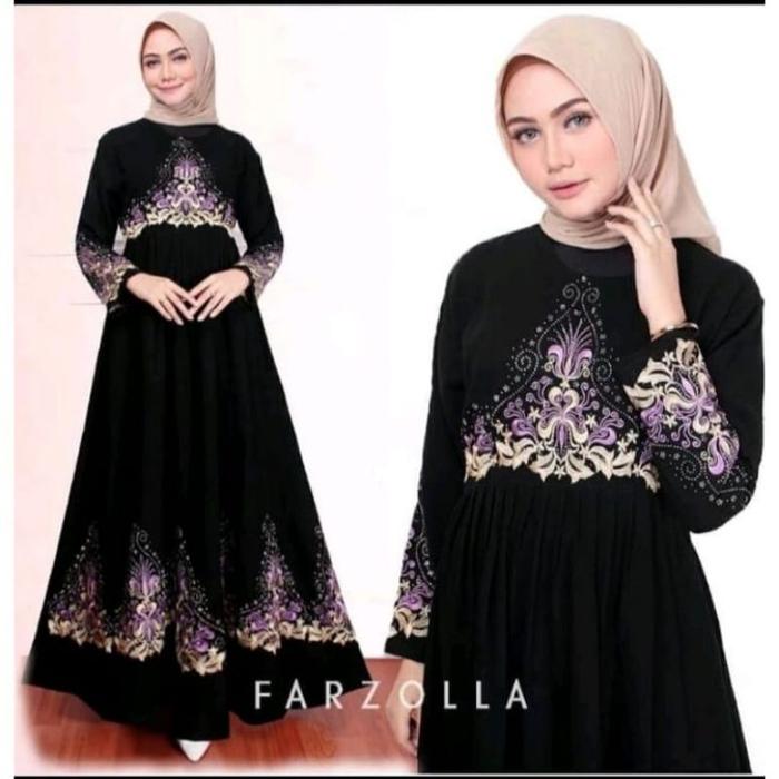 Terbaru N1321 Abaya HiTam Bordir Jetblack Turkey Turki Gamis Arab Termurah Tidak Kusut Muslimah Gami