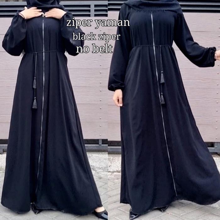 Terbaru Abaya Gamis Hitam Baju Muslimah Dress Maxi Gamis Remaja Turki Zephy Dubai Ziper Yaman