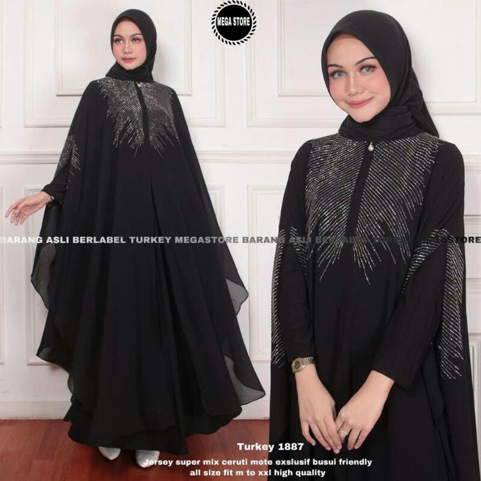 Terbaru Baju Gamis Turkey Hitam Jumbo Terbaru By Megastore Berlabel || Dress Busana Muslim Ld 120 Be
