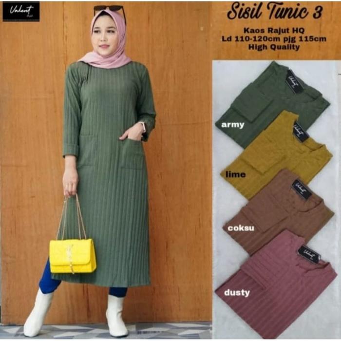 Tania Long Tunik Knit Hornet Premium Saku Depan Tania Long Tunik Jumbo